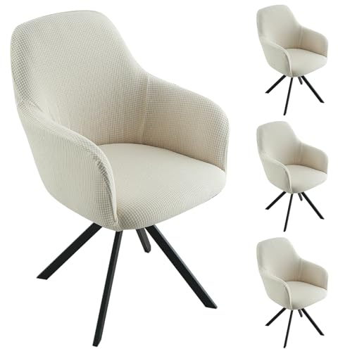 IGTOPS 2er/4er Set Stretch Stuhlbezug für Bürostuhl, Computerstuhl, Drehstuhl, Universal Stuhlhussen mit Armlehne, Abnehmbar Waschbar, Für Haushalt & Wohnen, Esszimmer,Hotel (4, Beige)