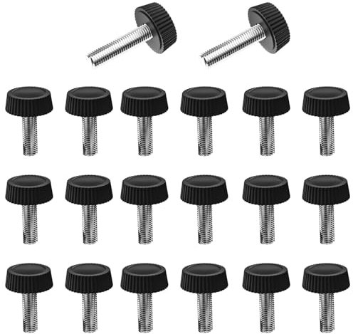 M6 x 25mm Knurled Thumb Screws, Metric Male Thread Grip Knobs, Carbon Steel Hand Bolts, Black Fasteners for Furniture, Electronic, Machine, Pack of 30