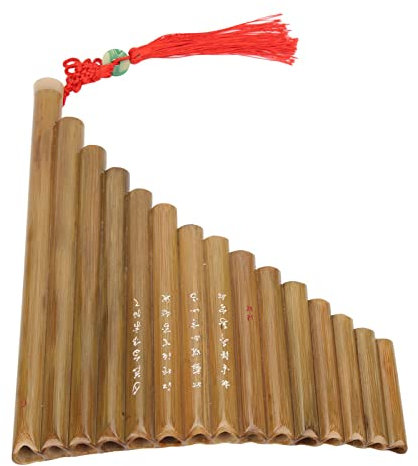 Pan Flute 15 Pipes, Pan Pipe Instrument G Key Chinese Traditional Musical Panpipes Woodwind Instrument for Beginners Learning Teaching (Left Hand)