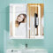 NexiPro 630 x 650mm Bathroom Mirror Cabinet With LED Lights,Shaver Socket,Adjustable Shelves,IP44,Anti-fog,Dimmable Memory Function,Soft-Close Hinges-Wall-Mounted Storage Cabinet for Bathroom, Grey