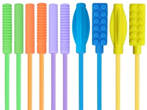 AWSOLAR 10 Stück Sensorische Kaukette für Kinder, Kaubare Bleistift Topper Chewies für Kinder Sensorische Autismus ADHD
