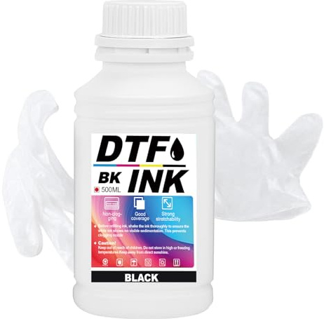 Thermotransfer-Tinte, DTF Ink Thermotransfer-Tinte, DTF-Tintennachfüller für Tintenstrahldrucker, Thermotransferfolie, 500 ml, Schwarz