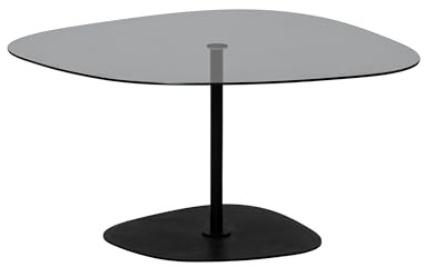 Hanah Home Modern Coffee Table with 100% Tempered Glass, Dark Grey & Black, 85 x 40 x 67 cm | Sturdy Metal Legs, Disassembled for Easy Assembly | Industrial Design