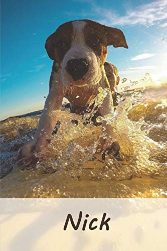 Nick: Tagebuch / Journal Personalisiertes Notizbuch Nick - individuelles Namensbuch mit Hunde Motiv | DIN A5 100 Seiten | liniert