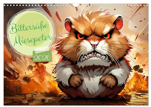 Bittersüße Miesepeter (Wandkalender 2026 DIN A3 quer), CALVENDO Monatskalender: Der Kalender zeigt herrlich schlecht gelaunte, niedliche Tiere - genau ... Motivationscoaches haben. (CALVENDO Tiere)