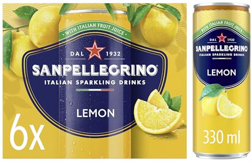 San Pellegrino Italian Sparkling Drinks Lemon Canned Soft Drink 6x330ml