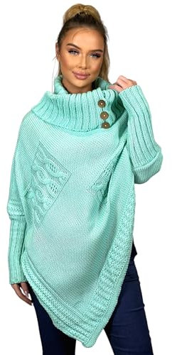 Mississhop Poncho Strick Sweatshirt Pullover Umhang Überwurf 30-01 Mint