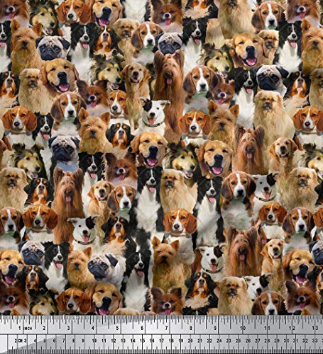 Soimoi 58 Zoll breit Baumwollpopeline Stoff Hundedruck Nuhen Material durch die Meter-Mehrfarben