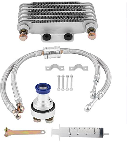 KIMISS Kit de radiador de enfriamiento de aceite Enfriador de aceite del motor de motocicleta para CB CG 100CC-250CC(85ML-plata)