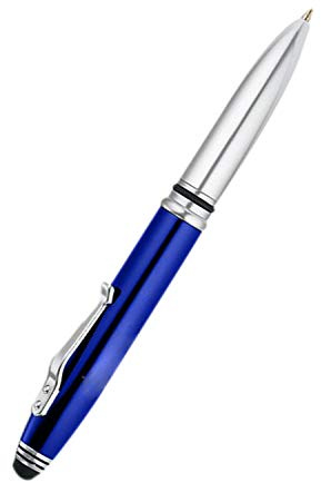 KING OF FLASH 3-in-1 Stylus Pen With Light, Capacitive Aluminium Pen Stylus, LED Torch Light, Ballpoint Pen (Royal Blue)