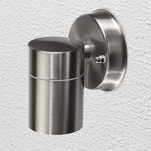 proventa® Außen-Wandleuchte inkl. LED Leuchtmittel, 1 Stück, Edelstahl/Glas, GU10-Sockel, 1-flammig, warmweiß 2.700 K, 4,5W