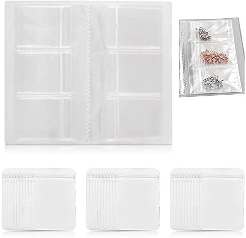 MaehSab Jewelry Storage Book with 100 Pcs Zipper Lock Bag, Anti Oxidation Transparent Jewelry Organizer Book Album, Portable Jewelry Display Book, Holder Book for Earring, Necklace, Rings