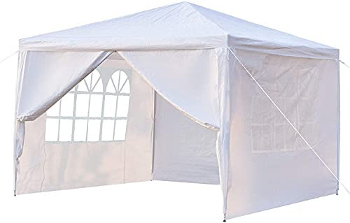 Outvita Tonnelle de Jardin, Tente de Réception Jardin avec 4 Bâches Amovibles pour Fête/Mariage/BBQ, 3x3x2,6m, Blanc