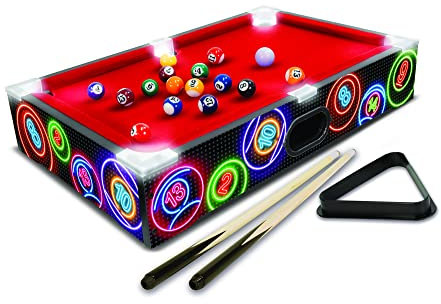 Merchant Ambassador – Electronic Arcade Pool Neon – Beleuchteter Billardtisch für Zuhause – Neon-Seitenteile – kompakte Größe – Spielzeug für Kinder ab 6 Jahren