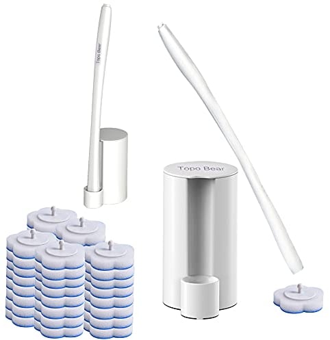 Bfirst Disposable Toilet Bowl Brush with 40Pcs Toiltet Wand Refills, Toilet Bowl Cleaner Wands,Toilet Cleaning System Starter Kit…