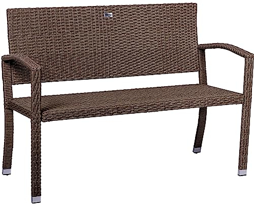 STILISTA 2-Sitzer Gartenbank aus UV-beständigem Polyrattan-Geflecht 122 x 52 x 89 cm, Creme