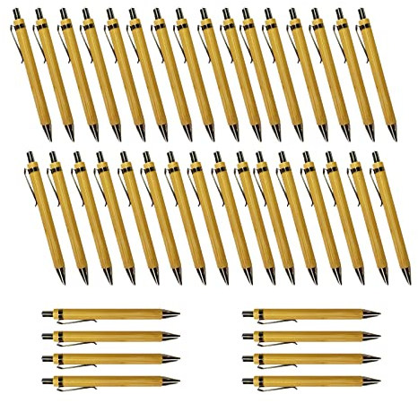 Eylkeup 40Pcs Bambus Kugelschreiber,Holzkugelschreiber Schreibgerät Bambus Holz-Kugelschreibern Set nachhaltig und umweltfreundlich