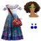Yigoo Encanto Kostüm Mädchen Mirabel Madrigal Prinzessin Kinder Outfit Karneval Party Halloween Fest Weihnachten Verkleidung mit Tasche Perücke Brille Ohrring 120