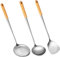 Ksrnsne Spatola e Mestolo per Wok, Set di Utensili per Mestolo per Schiumarola, Spatola da 17 Pollici per Wok, Spatola per Wok nel Acciaio Inossidabile 304