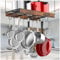 MAWEW Pot Rack Hanging, Iron & Wood, 24 x 13 x 2.4 Inches, Black, Kitchen Use