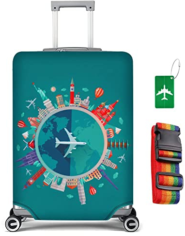 flintronic Elastisch Reise Kofferschutzhülle, 26-28 Zoll Kofferhülle Luggage Cover, Gepäckabdeckung for Travel Luggage Schutzhülle, Inklusive Gepäckanhänger*1+Gepäckgurt*1 (L, Grün)