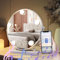 Meidom Bluetooth Schminkspiegel mit Beleuchtung, Φ 30CM, 3 Farbtemperatur Licht, 360°Drehbar Runder LED Schminkspiegel mit 5 Dimmbare LED, Memory-Funktion Schminktisch Spiegel, Weiß
