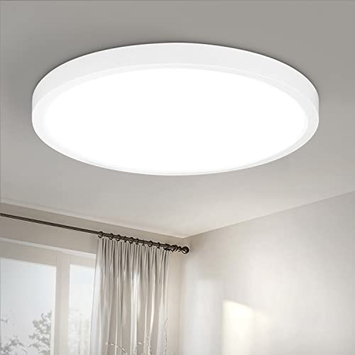 ZMH Deckenlampe LED Deckenleuchte Schlafzimmer - Ø22cm Badezimmerlampe Flach Schlafzimmerlampe Kaltweiß 15W Küche Deckenbeleuchtung IP44 Wasserdicht Küchenlampe Rund Flurlampe Weiß für Badezimmer Flur