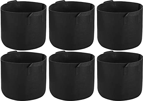 Ifan Lot de 6 sacs de culture de 100 litres avec poignées, très résistants, épais, non tissés, respirants, pour plantation de jardin, lavables et réutilisables