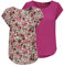 ONLY Tshirt Damen Regular Fit ONLVIC 2er Pack Rundhals Kurzarm Bluse Top Sommer Basic Muster Einfarbig Blau 36, Größe:36, Farbe:Very Berry (15284243)