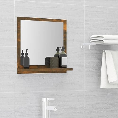 vidaXL Badspiegel, Spiegel Wandmontage, Wandspiegel für Badezimmer, Badezimmerspiegel Kosmetikspiegel Badmöbel, Räuchereiche Holzwerkstoff
