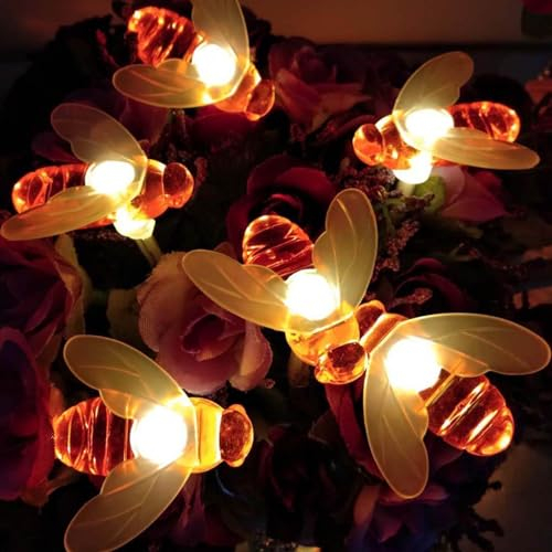 Eledreme lichterkette bienen deko, bee licht 2m 20 led lichterkette innen batterie, lichterkette frühling deko blüten für Garten, Blume, Terrasse, Weihnachten, Hochzeiten, Partys