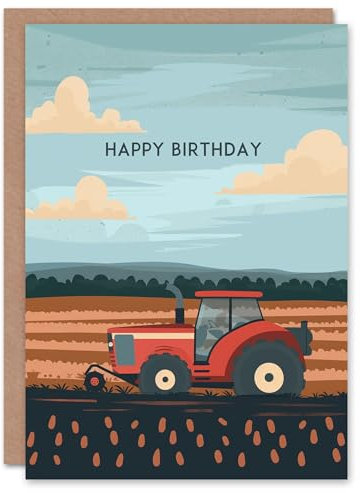 Artery8 Bauernhof Traktor Landwirtschaft Ernte Einfaches Design Geburtstagskarte