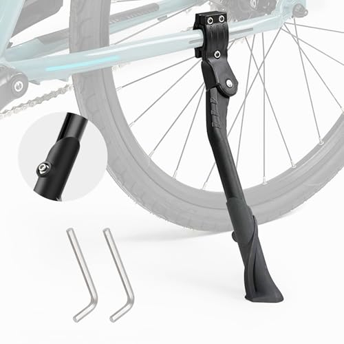 VidFair Bike Kickstand Adjustable Bike Stand Foldable Height Mountain Bike Stand Universal Road Bicycle Side Stand With Hexagon Allen Keys Suitable for Kids Adults 24-29 Inches Wheels Black