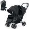 COSTWAY Poussette Tandem Double Pliable avec Auvent & Dossier Réglable, Poussette Landau Bébé avec Ceinture de Sécurité, Roues Verrouillables avec Freins, Pliable à une Main, Charge 30kg (Noir)