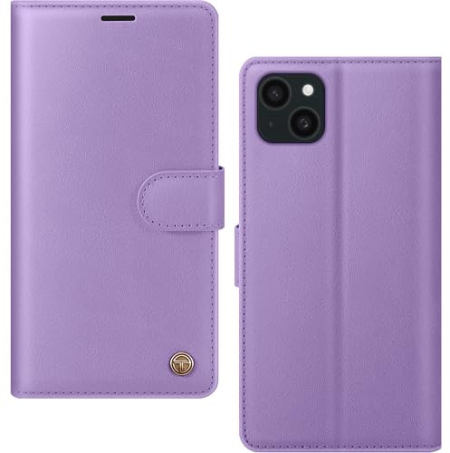 AIMOYU for iPhone 14 Case, Flip Wallet Leather Phone Case with [4 Card Slots] [Kickstand] [RFID Blocking] Magnetic Protective Shockproof Cover for iPhone 14 Phone Case - Purple