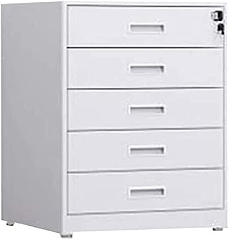 Feuerfester Büroschrank mit 5 Schubladen, mit Schloss, robust, weiß, Aktenschrank (0,9 mm Dicke)