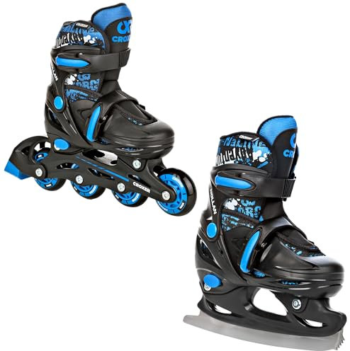 CROXER 2in1 Schlittschuhe Inline Skates Inliner für Kinder Mädchen Jungen verstellbar (Nollan, 26-29 (16,5cm-18cm))
