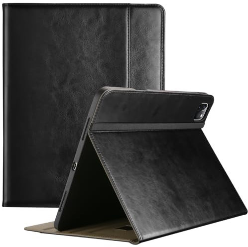 ProCase Étui PU Cuir pour iPad Pro 13 (M5) 2025/(M4) 2024, Modèle A2925, A2926, A3007, Étui Portefeuille -Noir