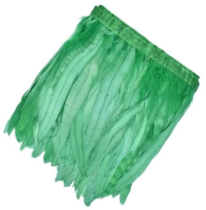 1 Meter farbige Hahnenfedern Trim Quaste Fransen auf Band Band Hahn Huhn Fasan Hochzeit Handarbeiten Bekleidungszubehör(Grass green.,20-25CM 8-10inch)