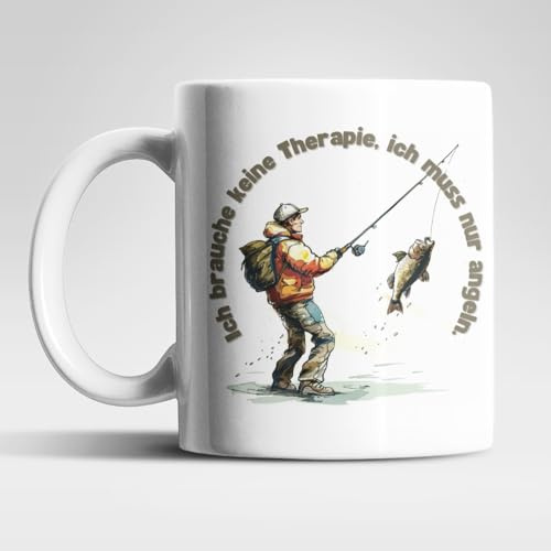 Angler Fischer Therapie Kaffeetasse Teetasse Tasse Geschenkidee 325 ml