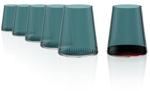 Stölzle Lausitz Symphony Weißweinbecher Blaugrün 400 ml, 6er-Set | Blaugrüne Weißweinbecher für Weißwein, Wasser, Saft und Cocktails, aus Kristallglas, stoßfest & spülmaschinengeeignet