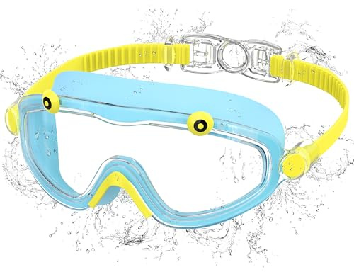 Ambienden Occhialini Piscina Bambini Anti-Appannamento Impermeabili UV | Montatura Ampia, Lenti Anti-Condensa, Protezione UV, Regolazione Facile, Sigillo Antiperdita
