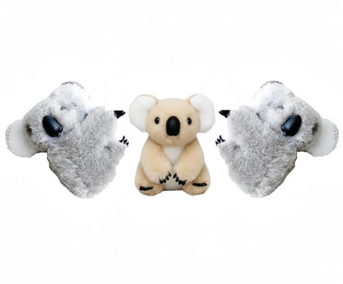3 pinzas de pelo de koala de felpa gris y caqui, lindas pinzas de animales de peluche de koala, mini horquillas para el pelo, accesorios para el cabello para mujeres