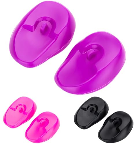 byepica Haarfärbe-Ohrenschützer, Silikon-Ohrenschützer für Salon, Schwarz-Violett, Universalgröße, Dauerwelle, Färben, Heißölbehandlungen, 6 Stück
