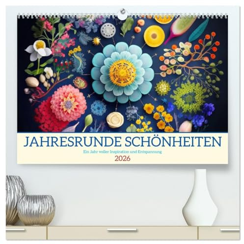 Jahresrunde Schönheiten (hochwertiger Premium Wandkalender 2026 DIN A2 quer), Kunstdruck in Hochglanz: Blüten-Mandalas: Ein Jahr voller inspirierender Schönheit. (CALVENDO Kunst)
