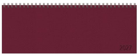 Tischkalender quer Professional Premium 2027 rot: 1 Woche 2 Seiten; Bürokalender mit edlem Hardcover; Tischquerkalender im Format: 29,8 x 10,5 cm