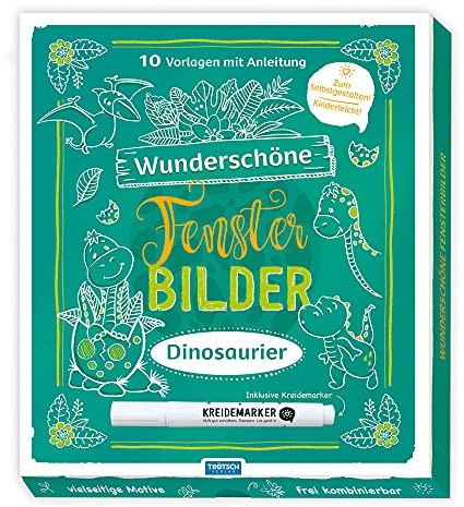 Trötsch Wunderschöne Fensterbilder mit Kreidemarker Mappe mit Vorlagen und Kreidemarker Dinosaurier: Fensterbilderbuch Beschäftigungsbuch: ... ... (Dinosaurierwelt: Alles rund um die Dinos)
