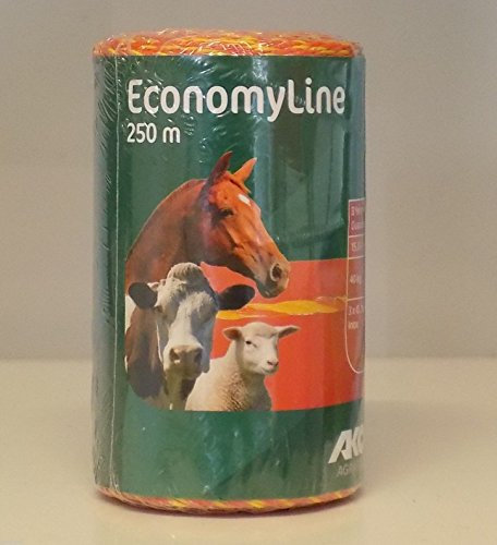 AKO Weidezaunlitze EconomyLine (Farbe gelb/orange, Länge 250 m, Widerstand 13,78 Ω/m, Anzahl Leiter 3, Weidezubehör) 44520
