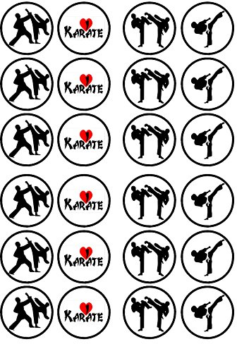 Karate Edible Cupcake Toppers – Martial Arts Cake Decorations for Birthdays, Dojo Events & Belt Ceremonies – UNCUT (Pack of 24 x 4cm/1.5 Inch Discs)