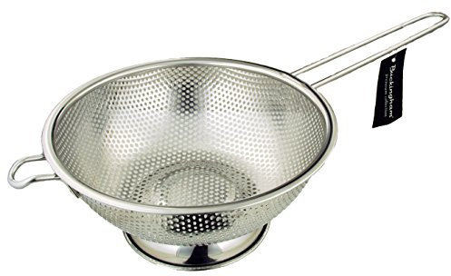 Buckingham 30776 Micro-Perforated Stainless Steel Long Handle Colander Strainer for Rice Pasta Spaghetti Noodles Vegetables Fruits Cooking and Kitchen Use-19.5 cm
